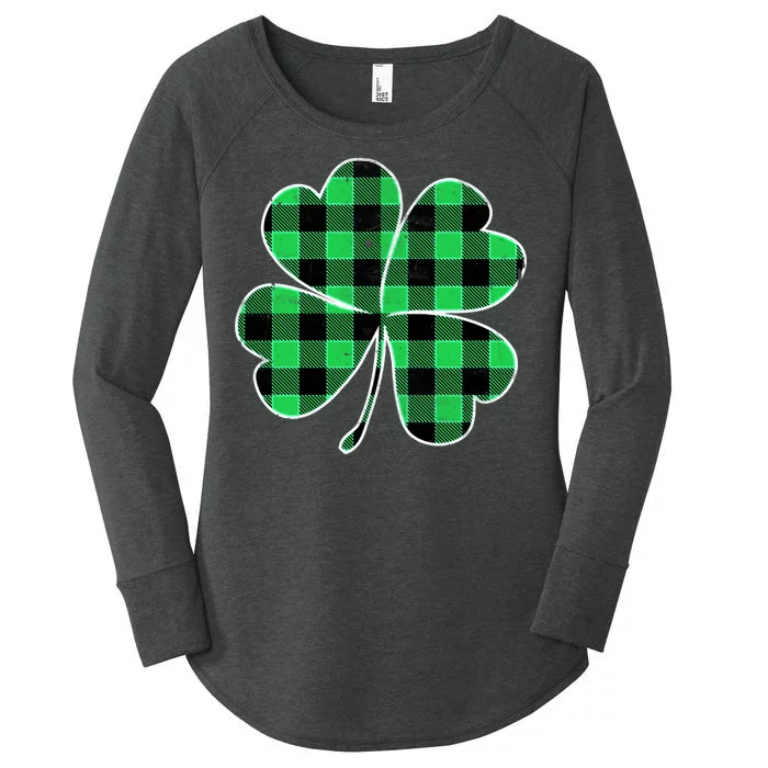 Buffalo Plaid Vintage Clover Women's Perfect Tri Tunic Long Sleeve Shirt