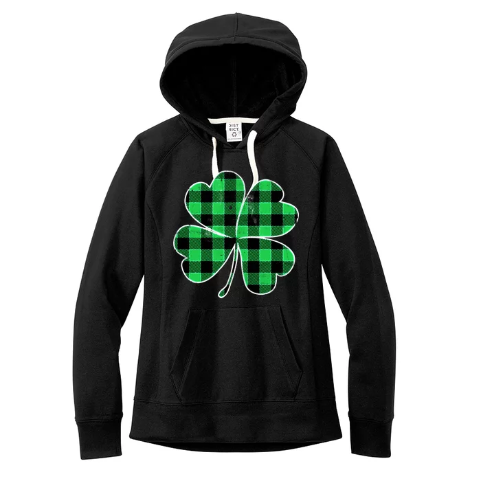 Buffalo Plaid Vintage Clover Women's Fleece Hoodie