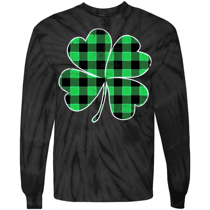 Buffalo Plaid Vintage Clover Tie-Dye Long Sleeve Shirt