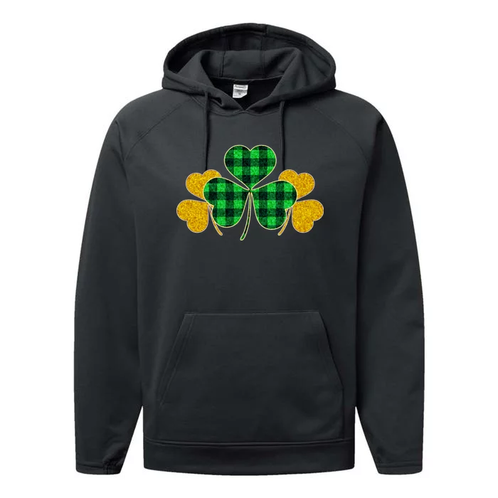 Buffalo Shamrock Plaid Irish Clovers Performance Fleece Hoodie