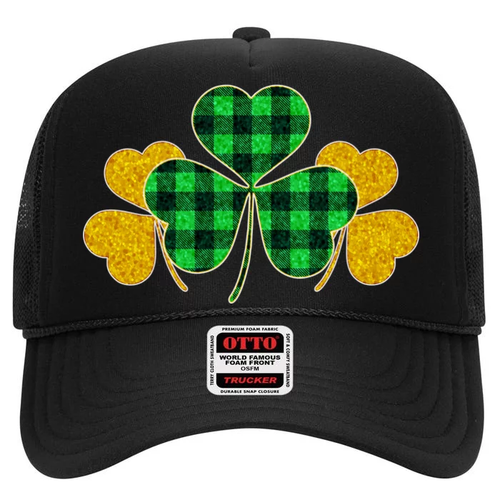 Buffalo Shamrock Plaid Irish Clovers High Crown Mesh Trucker Hat