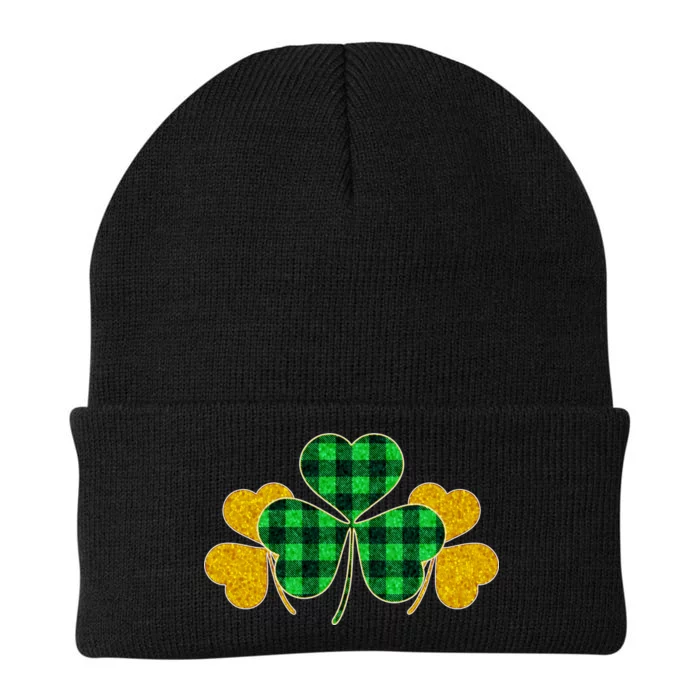 Buffalo Shamrock Plaid Irish Clovers Knit Cap Winter Beanie