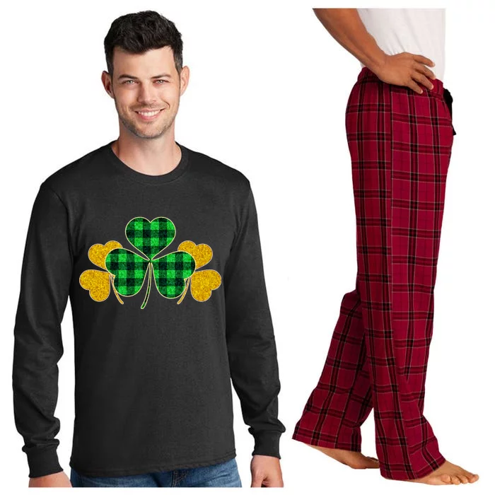 Buffalo Shamrock Plaid Irish Clovers Long Sleeve Pajama Set