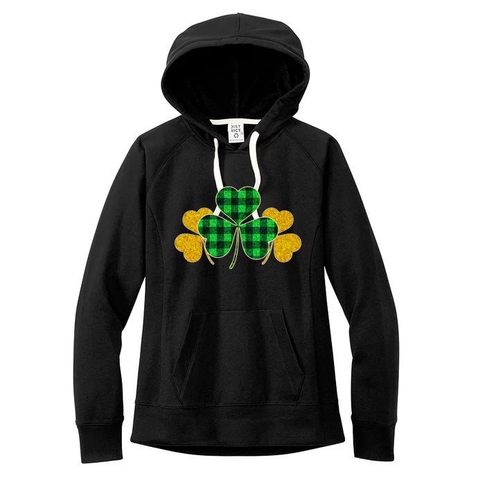 Buffalo Shamrock Plaid Irish Clovers Women's Fleece Hoodie