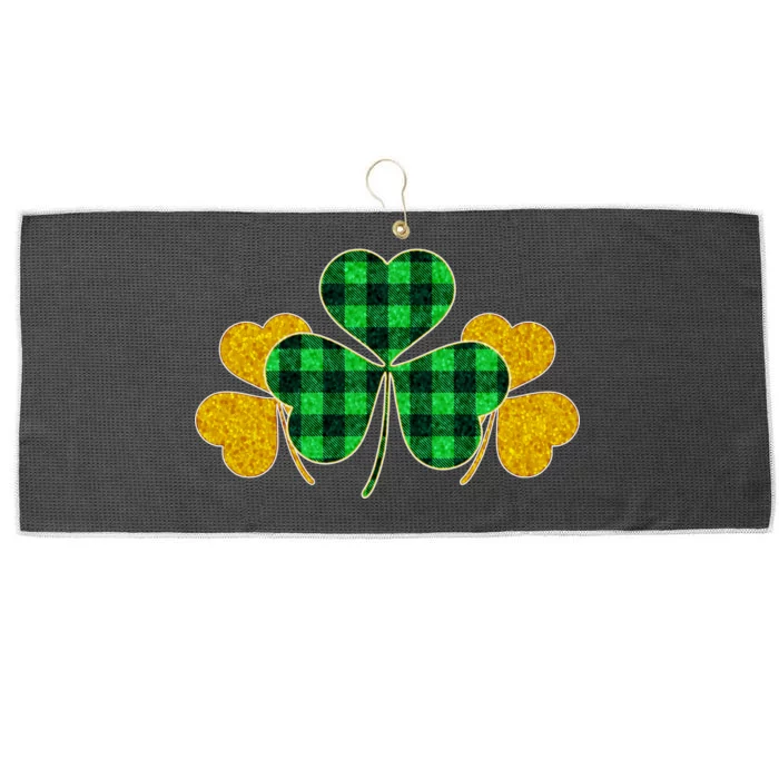 Buffalo Shamrock Plaid Irish Clovers Large Microfiber Waffle Golf Towel