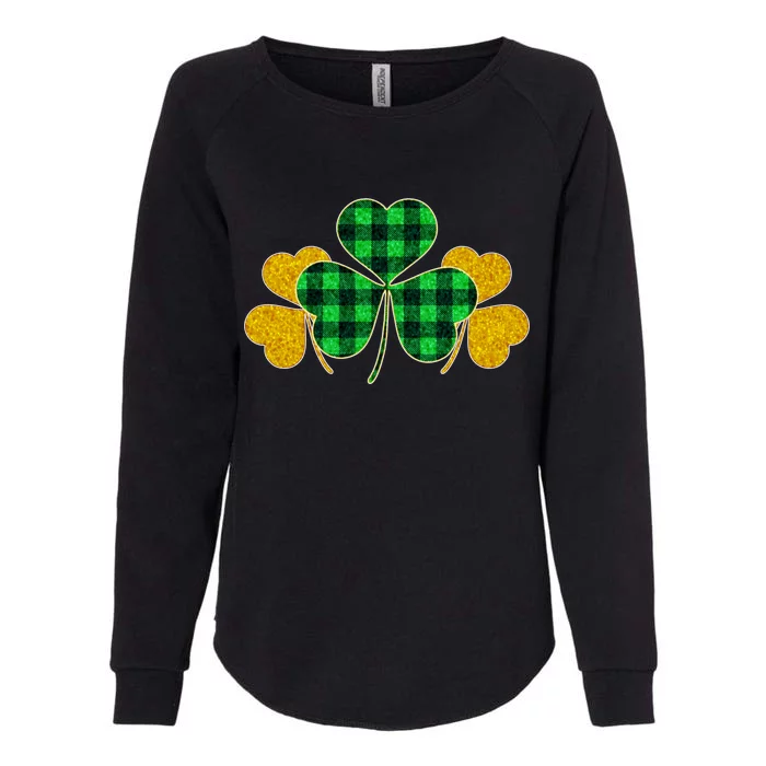 Buffalo Shamrock Plaid Irish Clovers Womens California Wash Sweatshirt