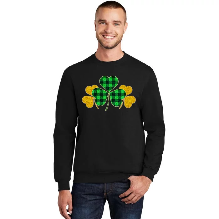 Buffalo Shamrock Plaid Irish Clovers Tall Sweatshirt