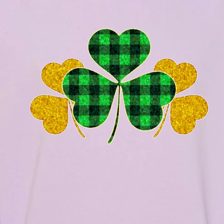 Buffalo Shamrock Plaid Irish Clovers Garment-Dyed Sweatshirt