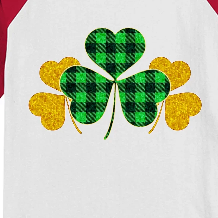 Buffalo Shamrock Plaid Irish Clovers Kids Colorblock Raglan Jersey