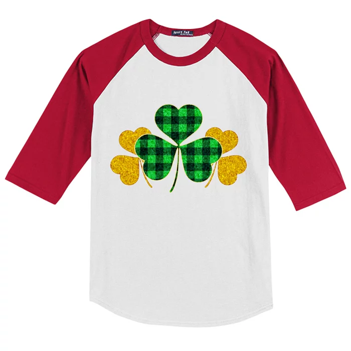 Buffalo Shamrock Plaid Irish Clovers Kids Colorblock Raglan Jersey