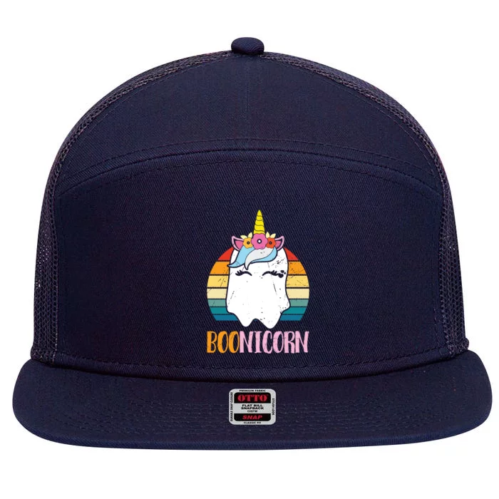 Boonicorn Unicorn Ghost Happy Halloween Costumes Meaningful Gift 7 Panel Mesh Trucker Snapback Hat