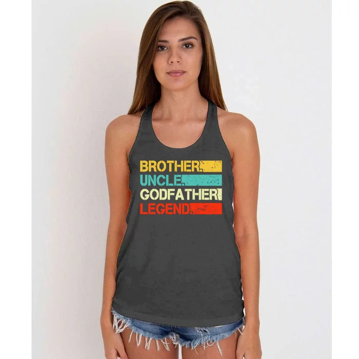 Brother Uncle Godfather Legend Best Funny Uncle Gift Women's Knotted Racerback Tank