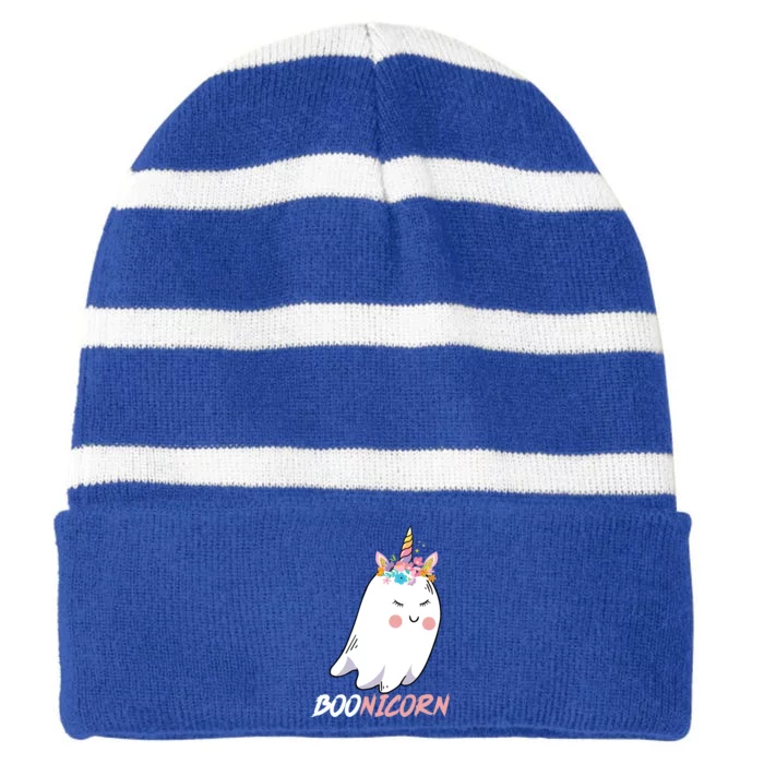 Boonicorn Unicorn Ghost Halloween Gift Cool Gift Striped Beanie with Solid Band