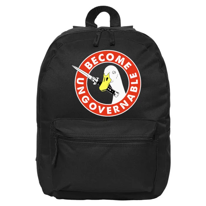 Become Ungovernable Goose Knife Funny Quote 16 in Basic Backpack