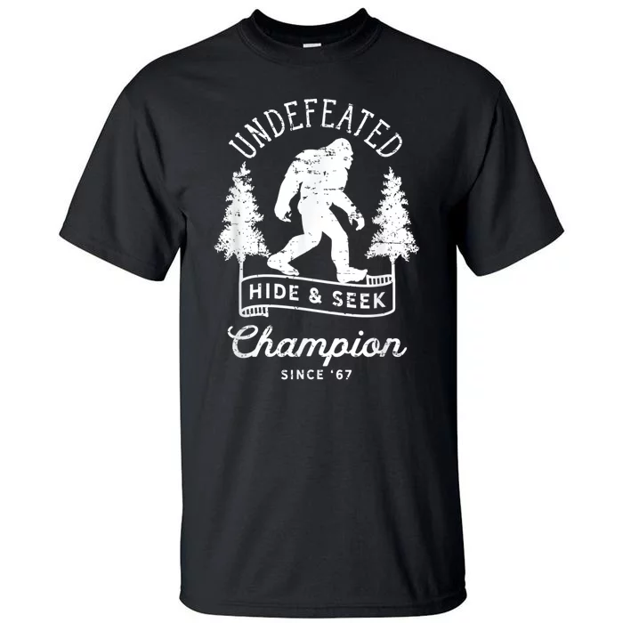 Bigfoot Undefeated Hide And Seek Champion Distressed Tall T-Shirt