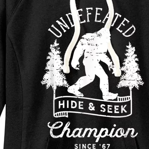 Bigfoot Undefeated Hide And Seek Champion Distressed Women's Fleece Hoodie