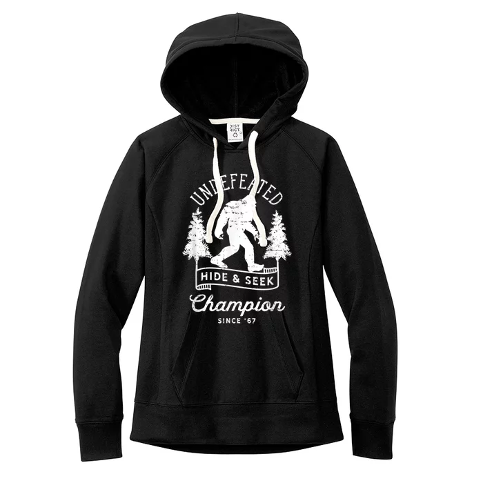 Bigfoot Undefeated Hide And Seek Champion Distressed Women's Fleece Hoodie