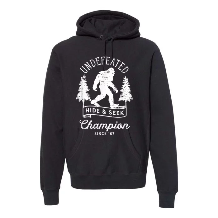 Bigfoot Undefeated Hide And Seek Champion Distressed Premium Hoodie