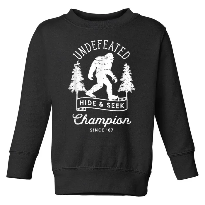 Bigfoot Undefeated Hide And Seek Champion Distressed Toddler Sweatshirt