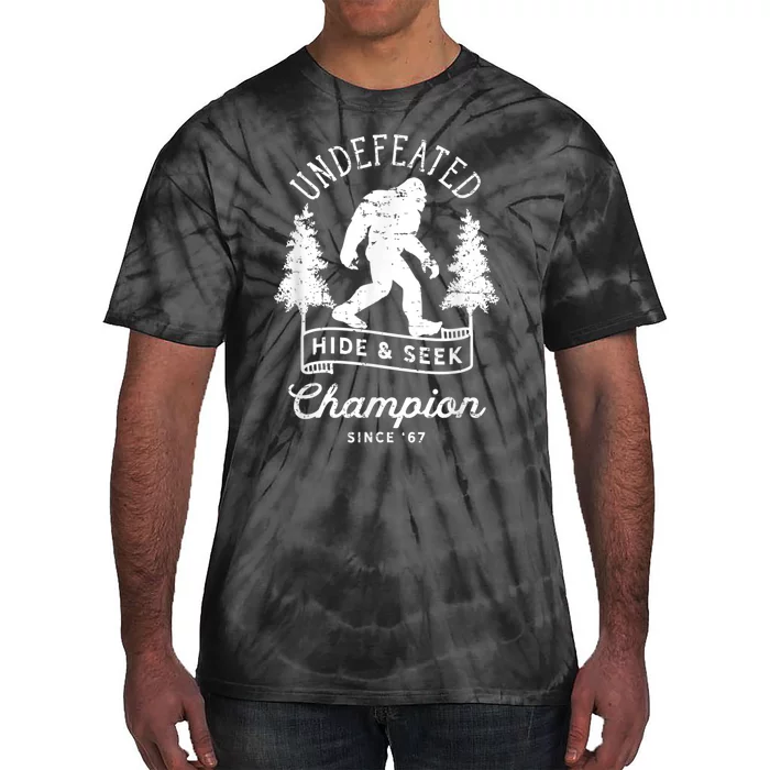 Bigfoot Undefeated Hide And Seek Champion Distressed Tie-Dye T-Shirt