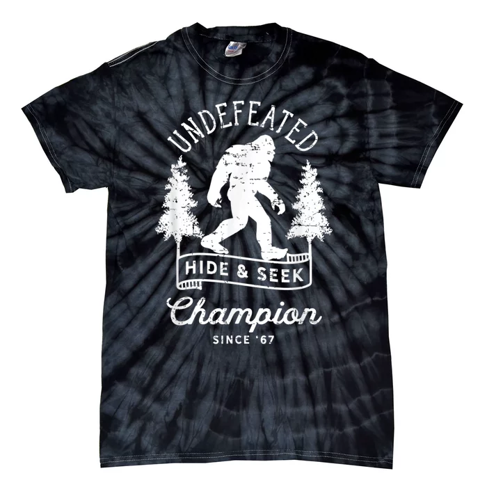 Bigfoot Undefeated Hide And Seek Champion Distressed Tie-Dye T-Shirt