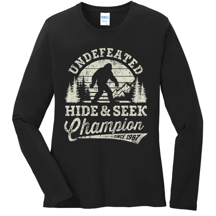 Bigfoot Undefeated Hide And Seek Champion Vintage Ladies Long Sleeve Shirt