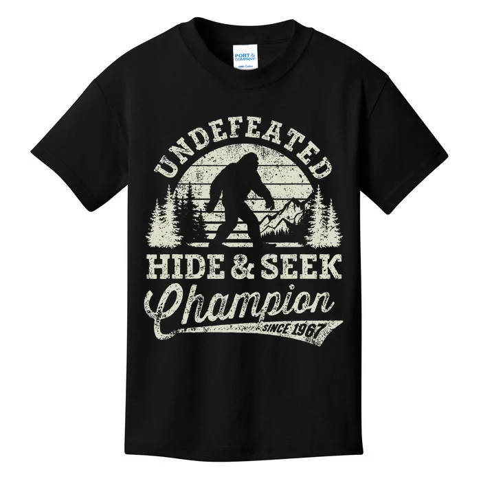 Bigfoot Undefeated Hide And Seek Champion Vintage Kids T-Shirt