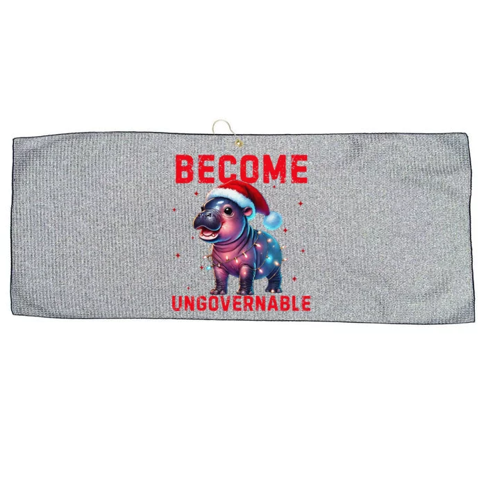 Become Ungovernable Hippo Christmas Lights Fun Funny Large Microfiber Waffle Golf Towel