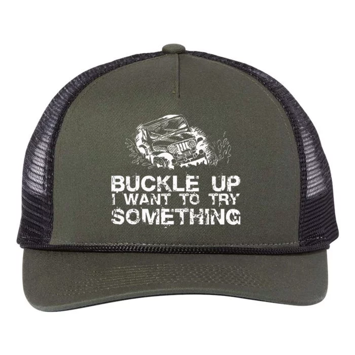 Buckle Up I Want To Try Something Offroad Retro Rope Trucker Hat Cap