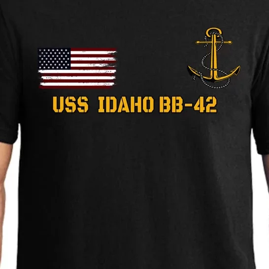 Battleship Uss Idaho Bbgift42 Warship Veterans Day Front And Back Gift Pajama Set