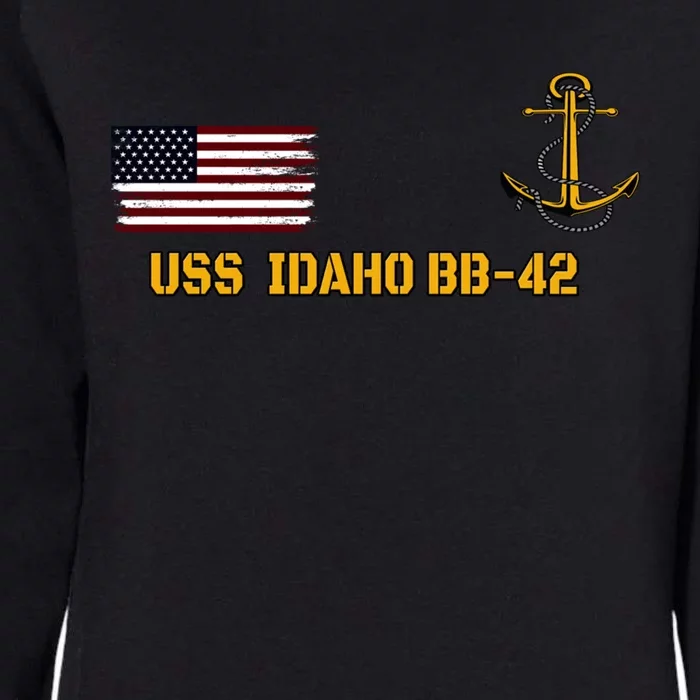 Battleship Uss Idaho Bbgift42 Warship Veterans Day Front And Back Gift Womens California Wash Sweatshirt