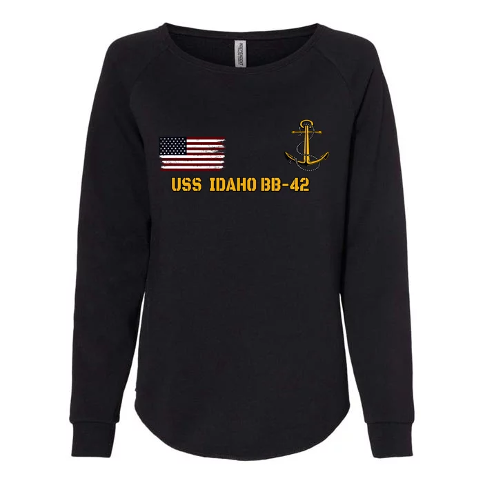 Battleship Uss Idaho Bbgift42 Warship Veterans Day Front And Back Gift Womens California Wash Sweatshirt