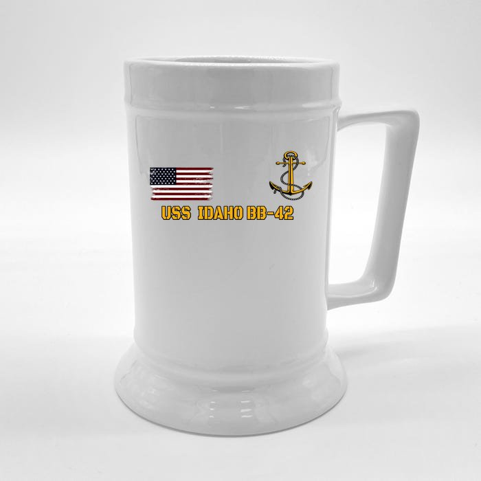 Battleship Uss Idaho Bbgift42 Warship Veterans Day Front And Back Gift Front & Back Beer Stein