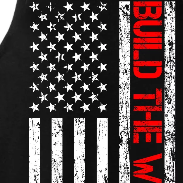 Build The Wall Distressed Flag Ladies Tri-Blend Wicking Tank