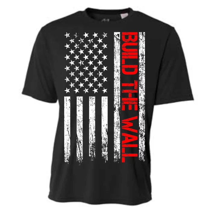 Build The Wall Distressed Flag Cooling Performance Crew T-Shirt