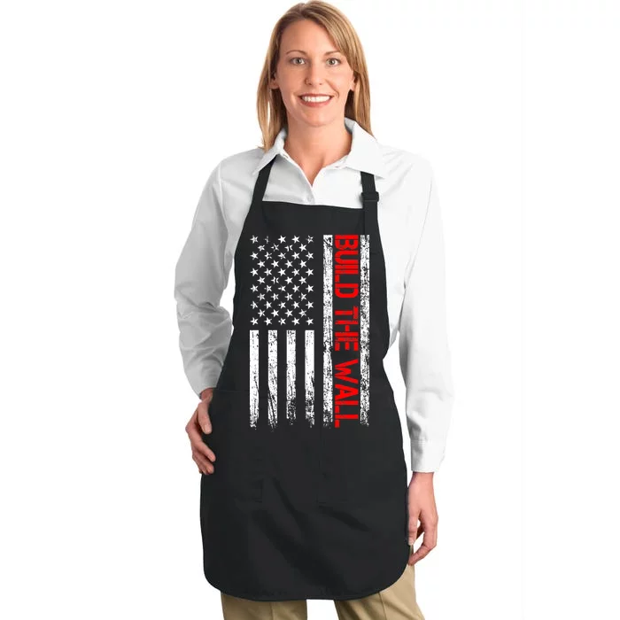 Build The Wall Distressed Flag Full-Length Apron With Pocket