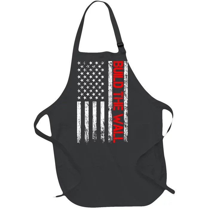 Build The Wall Distressed Flag Full-Length Apron With Pocket