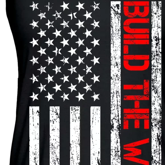 Build The Wall Distressed Flag Ladies Essential Flowy Tank