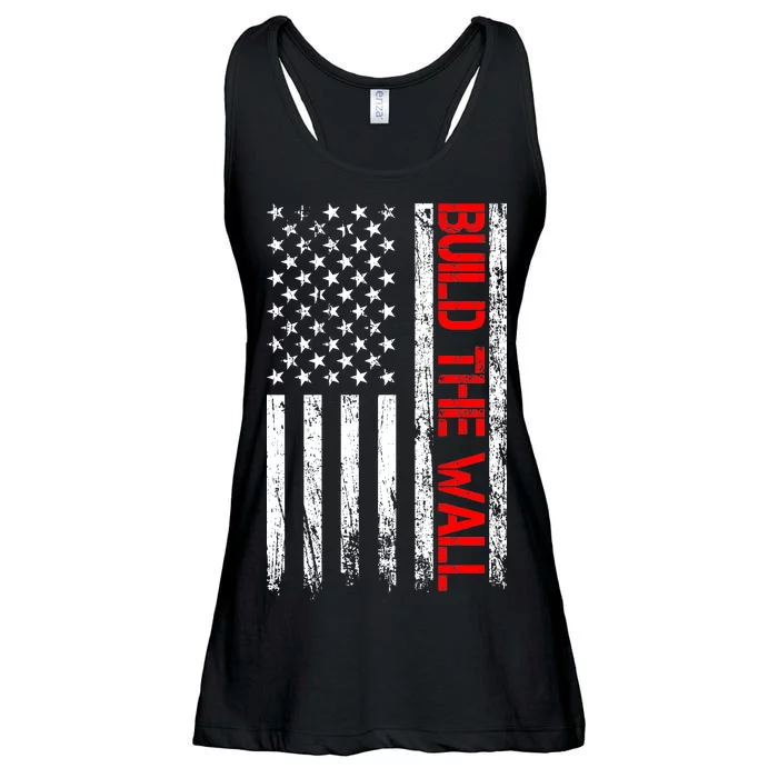 Build The Wall Distressed Flag Ladies Essential Flowy Tank