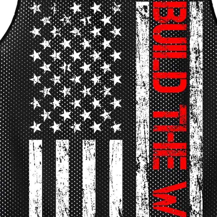 Build The Wall Distressed Flag Mesh Reversible Basketball Jersey Tank