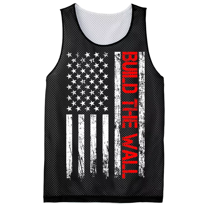 Build The Wall Distressed Flag Mesh Reversible Basketball Jersey Tank