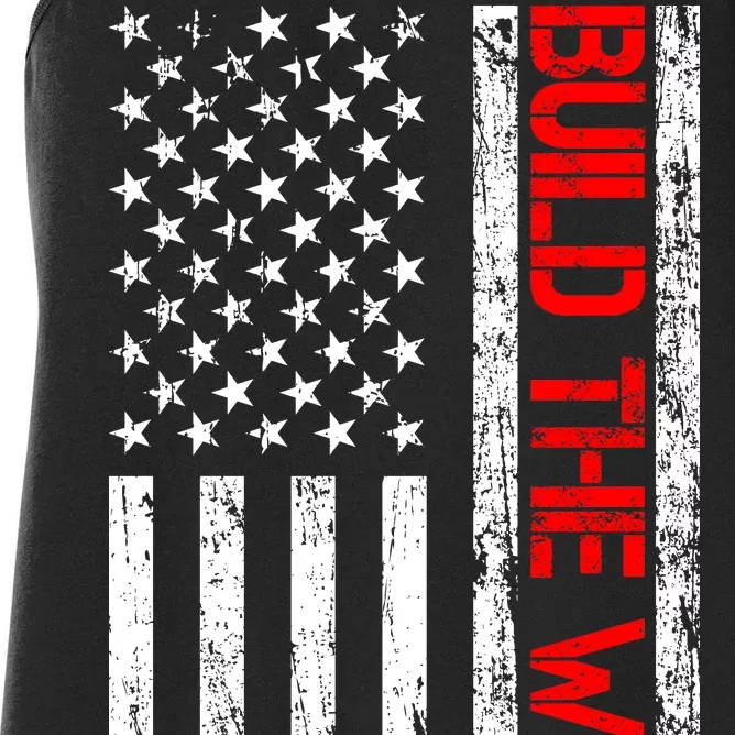 Build The Wall Distressed Flag Women's Racerback Tank