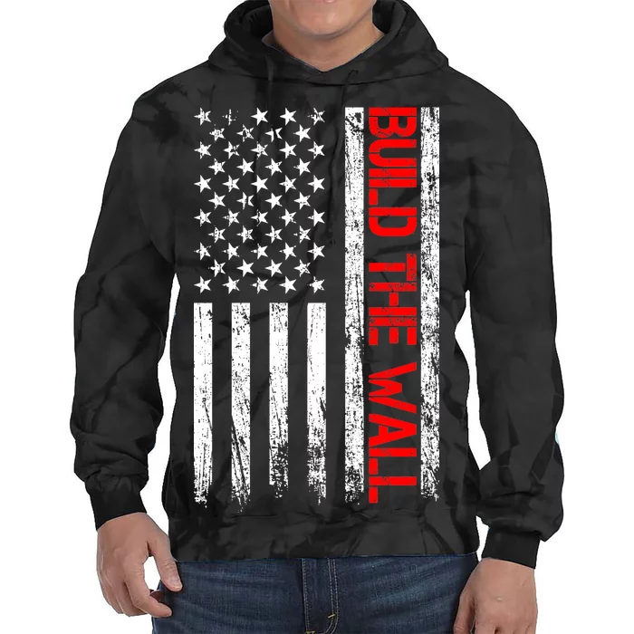 Build The Wall Distressed Flag Tie Dye Hoodie