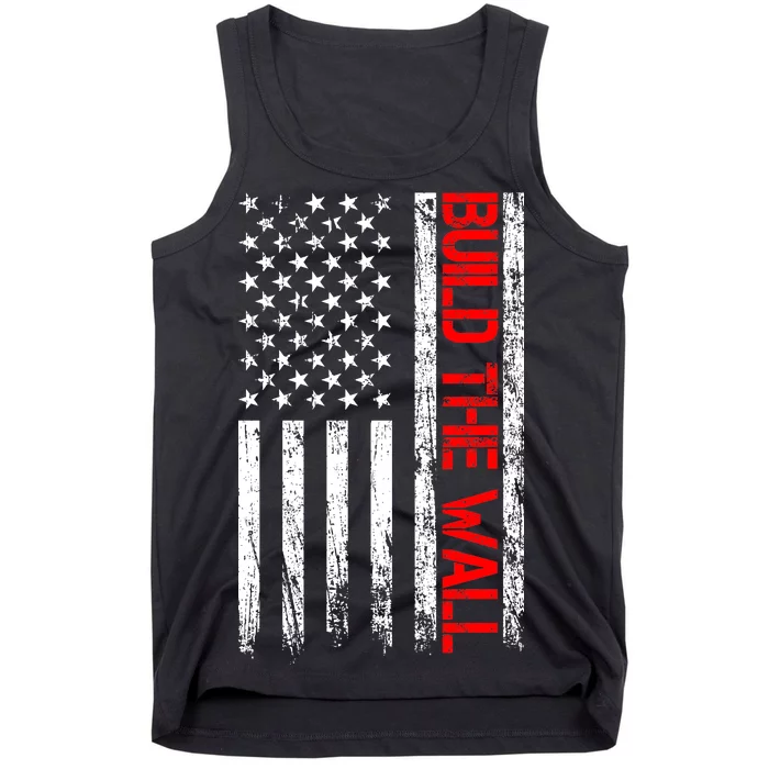 Build The Wall Distressed Flag Tank Top