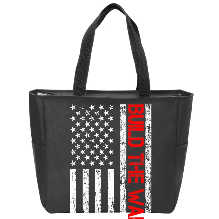 Build The Wall Distressed Flag Zip Tote Bag