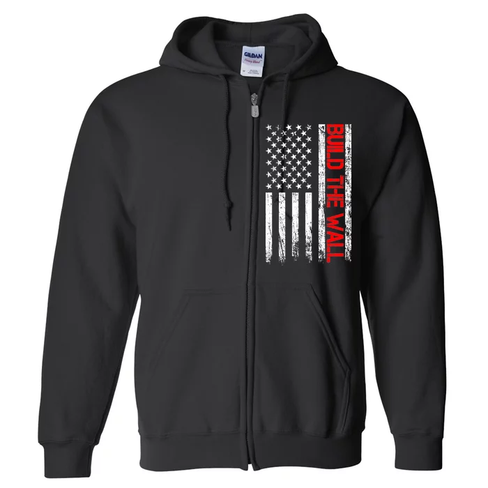 Build The Wall Distressed Flag Full Zip Hoodie