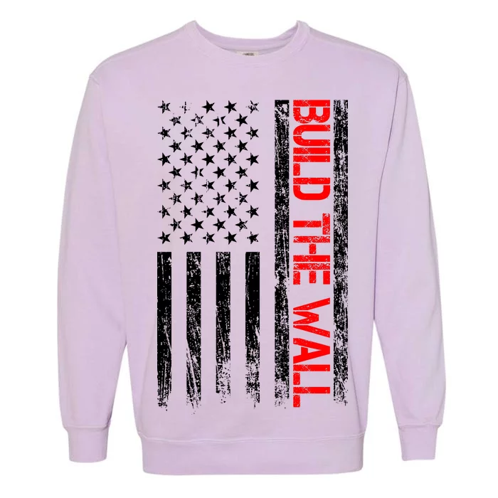 Build The Wall Distressed Flag Garment-Dyed Sweatshirt