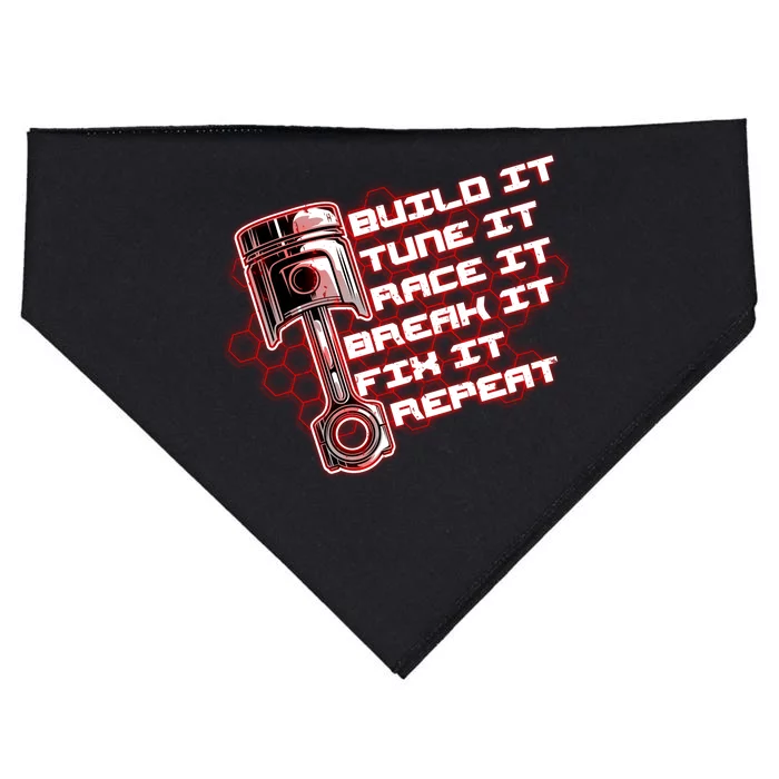 Build Tune Race Break Fix Repeat USA-Made Doggie Bandana