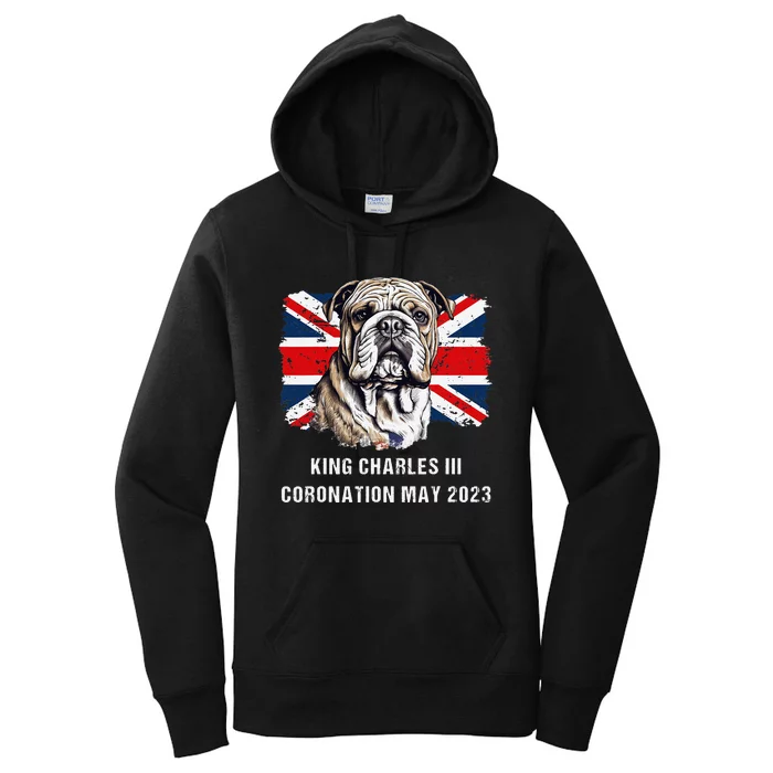 Bulldog Union Jack King Charles Coronation Women's Pullover Hoodie