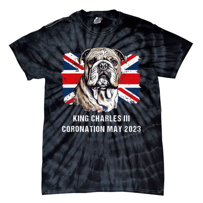 Bulldog Union Jack King Charles Coronation Tie-Dye T-Shirt